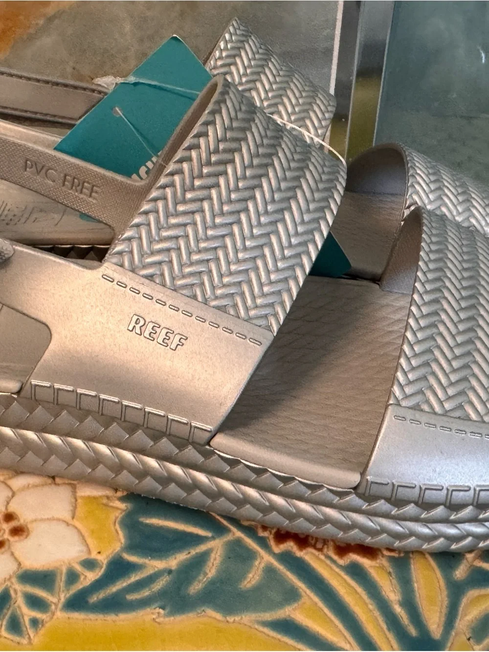 Women’s Silver Slip-On Sandals with Adjustable Strap